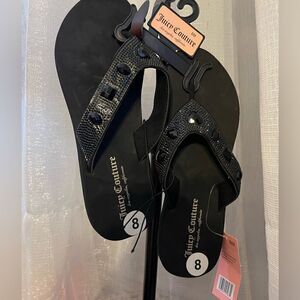 Juicy couture black platform wedge sandal/flii flop nwt gems crystal 8m